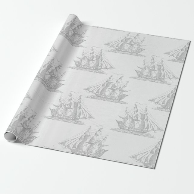 Papel De Presente Náutico Vintage (Desenrolado)