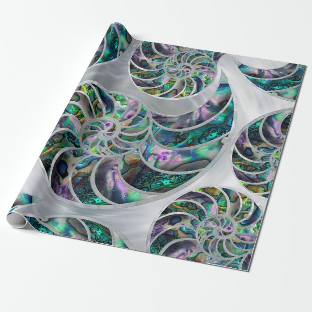 Papel De Presente Nautilus Shell Abalone e Pearl (Desenrolado)