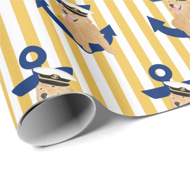 Papel de Presente Naval Yellow Pup Annapolitan (Ponta do rolo)