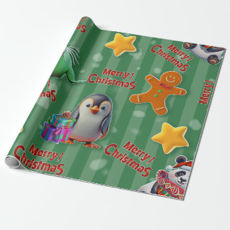 Papel De Presente Navidad Mágica: Amigos Animales en 3D