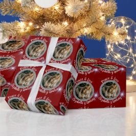 Papel De Presente Navidades de fotografía de plata redonda y rojo de