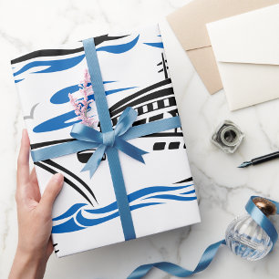 Papel De Presente Navio de Cruzeiro nas Ondas do Oceano Viagem Náuti