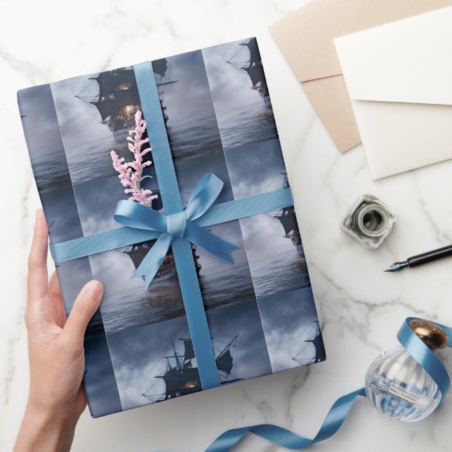 Papel De Presente Navio Galeão Espanhol Pirata  (Presentear)