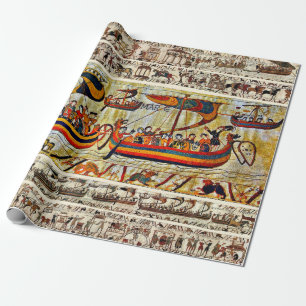 PAPEL DE PRESENTE NAVIOS VIKING BAYEUX TAPESTRY 1066