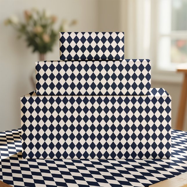 Papel De Presente Navy Blue Argyle Wrapping Paper (Criador carregado)