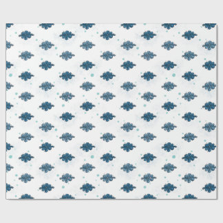 Papel De Presente Navy Blue Bow Pattern Glossy Wrapping Paper