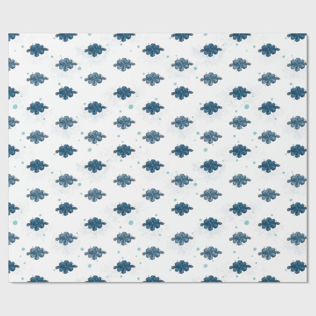 Papel De Presente Navy Blue Bow Pattern Glossy Wrapping Paper (Aberto)