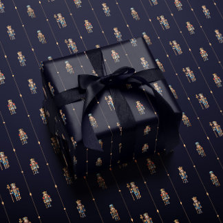 Papel De Presente Navy blue classic nutcracker wrapping paper