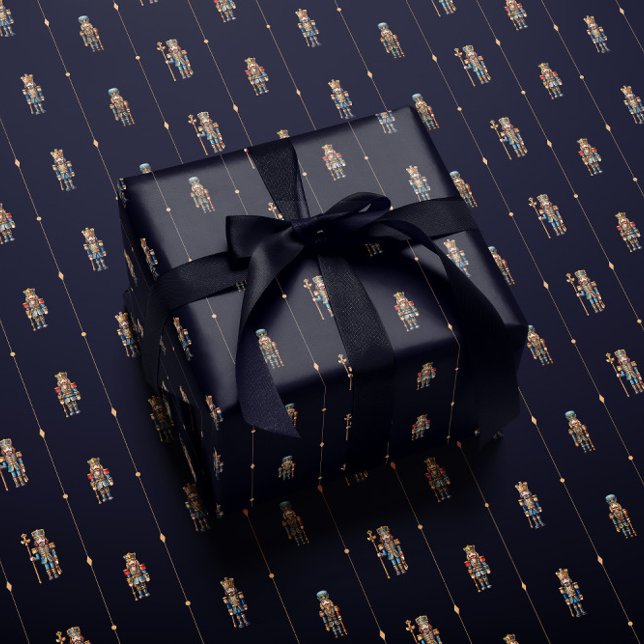 Papel De Presente Navy blue classic nutcracker wrapping paper (Criador carregado)