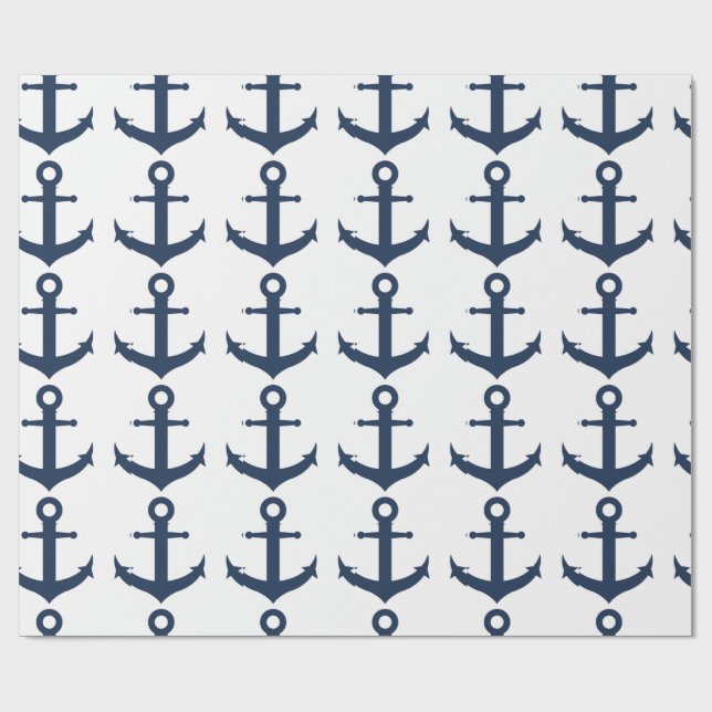 Papel De Presente Navy Ship Anchor Nautical  (Aberto)