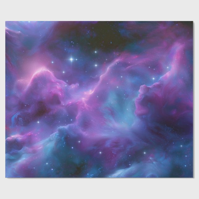 Papel De Presente Nebulosa Cósmica Colorida (Aberto)
