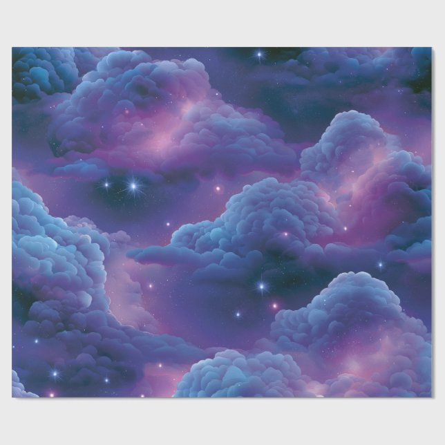 Papel De Presente Nebulosa Cósmica Colorida (Aberto)