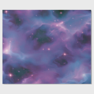 Papel De Presente Nebulosa Cósmica Colorida