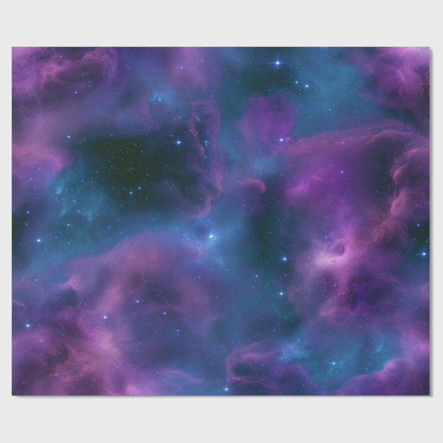 Papel De Presente Nebulosa Cósmica Colorida (Aberto)