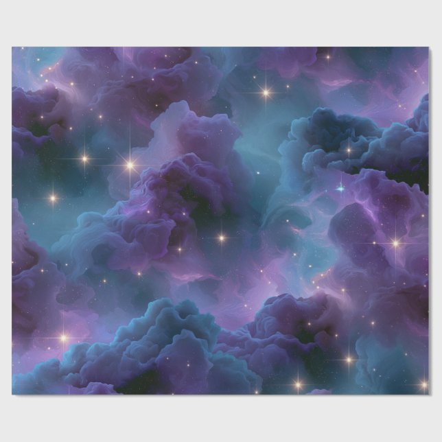 Papel De Presente Nebulosa Cósmica Colorida (Aberto)