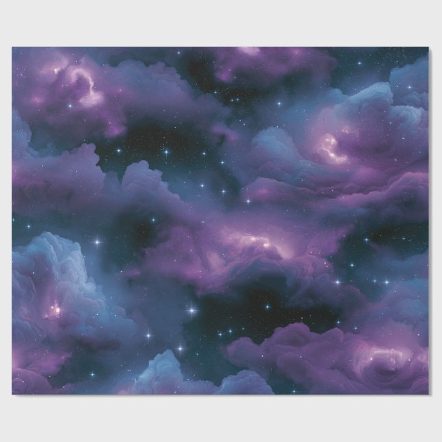 Papel De Presente Nebulosa Cósmica Colorida (Aberto)