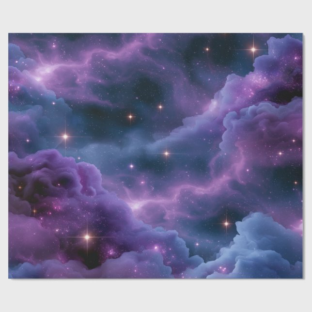 Papel De Presente Nebulosa Cósmica Colorida (Aberto)