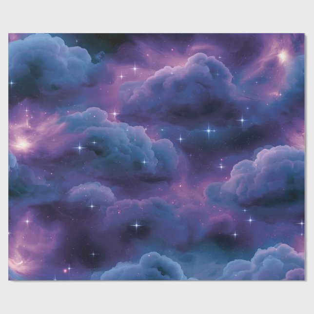 Papel De Presente Nebulosa Cósmica Colorida (Aberto)