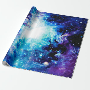 Papel De Presente Nebulosa de Órion grande Roxo Azul Turquesa