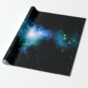 Papel De Presente Nebulosa de Orion Longo Azul Verde