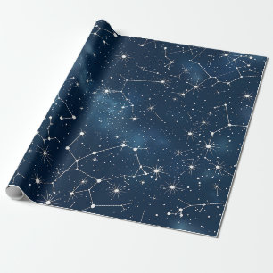Papel De Presente Nebulosa Estelar Cósmica Azul Teal Mística