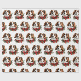 Papel De Presente Nederlandse Kooikerhondje com Laço de Natal