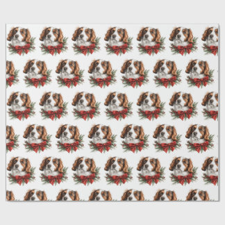 Papel De Presente Nederlandse Kooikerhondje com Laço de Natal