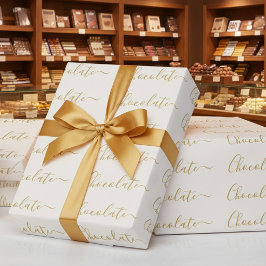 Papel De Presente Negócios de Chocolate em Grafia Elegante em Ouro B