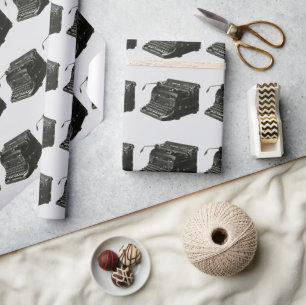 Papel De Presente Negócios Vintage, Máquina de Escrever Manual de Es