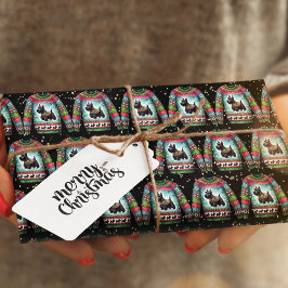 Papel De Presente Negra Cachorro de Natal Feio