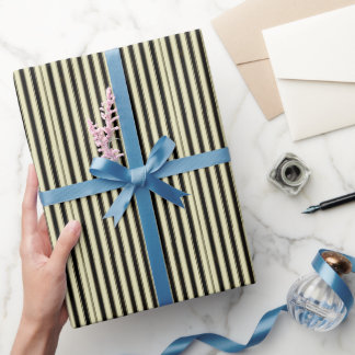 Papel De Presente Negra e Creme Pinstripe Casamento Elegante