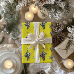 Papel De Presente Negra e Papai noel branco - Arte Neon Yellow