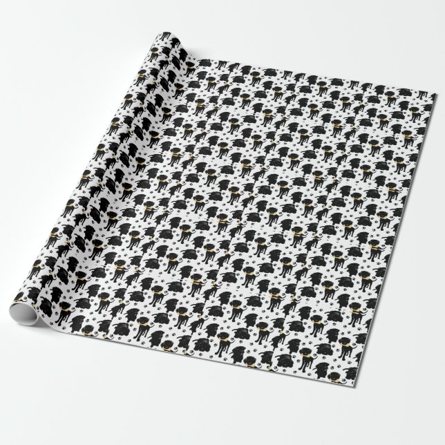 Papel De Presente Negra Labrador Retriever Puppies (Desenrolado)
