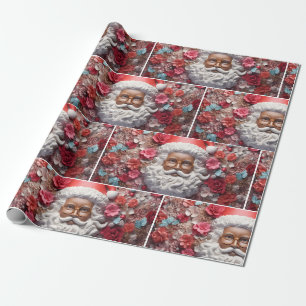 Papel De Presente Negra Papai Noel Melanina no Natal, Rua 3D. Nick
