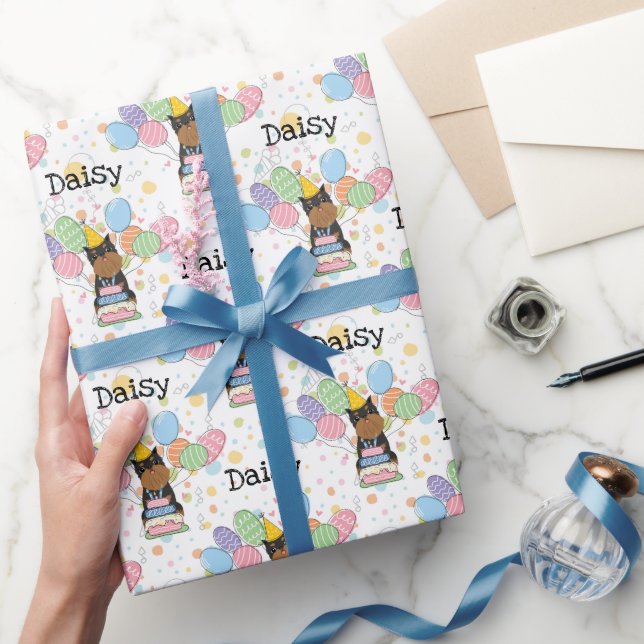 Papel De Presente Negra Tan Bruxelas Griffon Corta Orelhas Aniversár (Presentear)