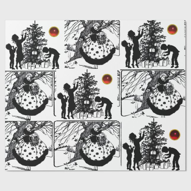 Papel De Presente NEGRO E BRANCO, Gemstones Natal (Aberto)