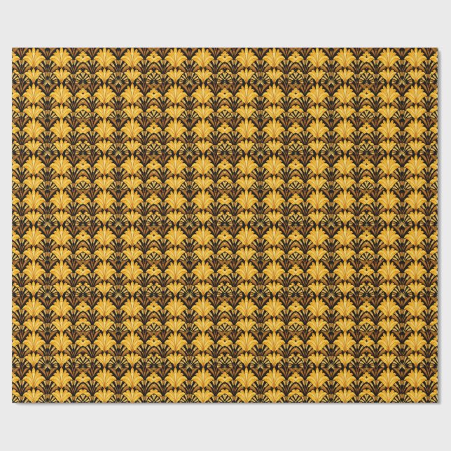 Papel De Presente Neo Deco Dourado Padrão Abstrato Geométrico (Aberto)