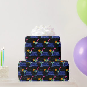Papel De Presente Neon Birthday e coquetel - Sinal no Brick