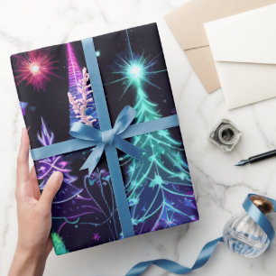 Papel De Presente Neon Christmas