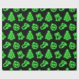 Papel De Presente Neon Green Christmas sobre preto