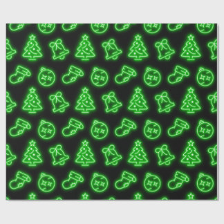 Papel De Presente Neon Green Christmas sobre preto