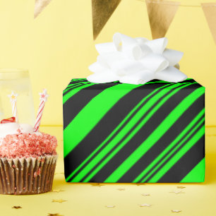 Papel De Presente Neon Green e Black Stripes