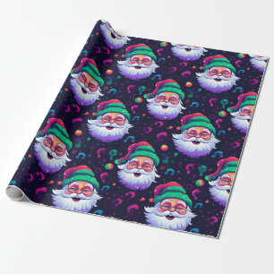 Papel De Presente Neon Joyful Papais noeis Patterno