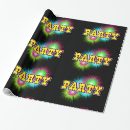 Papel De Presente Neon Multi Color Starburst Paint Splatters Party