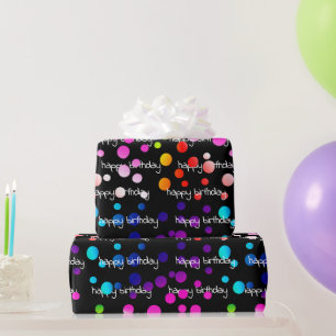 Papel De Presente Neon Rainbow Birthday Bolinhas