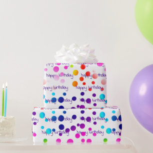 Papel De Presente Neon Rainbow Birthday Bolinhas