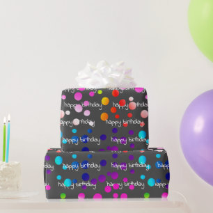 Papel De Presente Neon Rainbow Birthday Bolinhas