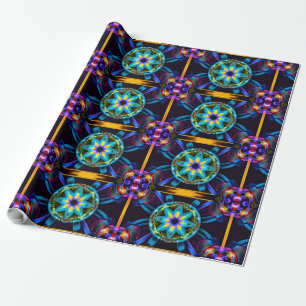 Papel De Presente Neon Starburst Kaleidoscope