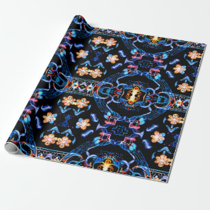 Papel De Presente Neon Starburst Kaleidoscope