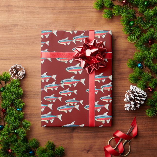 Papel De Presente Neon Tetra (Presente de Natal)